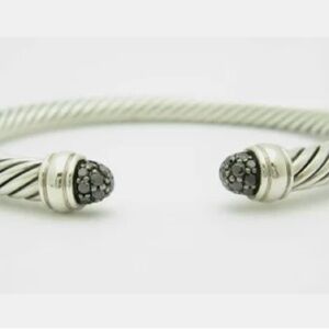 RARE David Yurman Classic Cable Black Diamond Small 5 mm Pave Diamonds